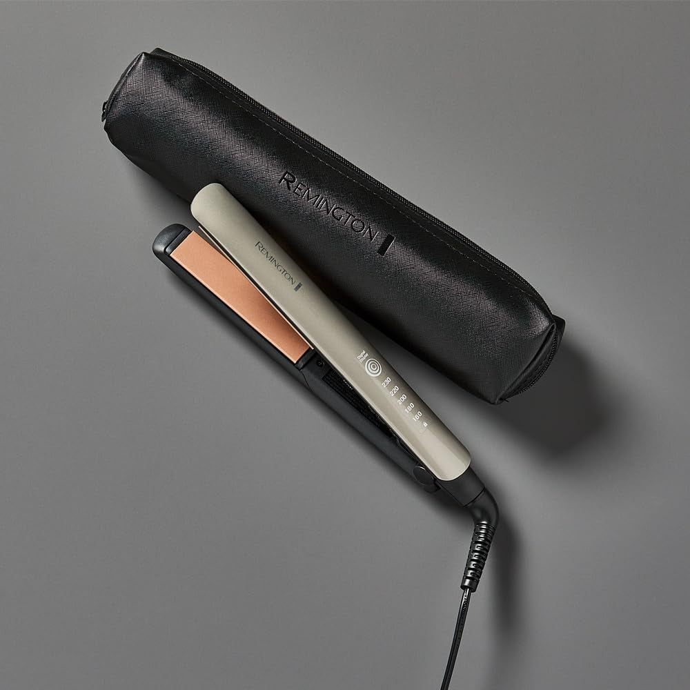 Remington Plancha Pelo Pantalla Digital, 160-230 °C, Sensor Protección Contra El Calor Para Reducir El Daño Capilar Keratin Therapy Revestimiento Cerámica Con Queratina Y Aceite De Almendra S8593