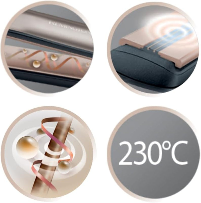 Remington Plancha Pelo Pantalla Digital, 160-230 °C, Sensor Protección Contra El Calor Para Reducir El Daño Capilar Keratin Therapy Revestimiento Cerámica Con Queratina Y Aceite De Almendra S8593