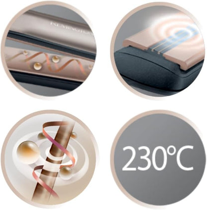 Remington Plancha Pelo Pantalla Digital, 160-230 °C, Sensor Protección Contra El Calor Para Reducir El Daño Capilar Keratin Therapy Revestimiento Cerámica Con Queratina Y Aceite De Almendra S8593