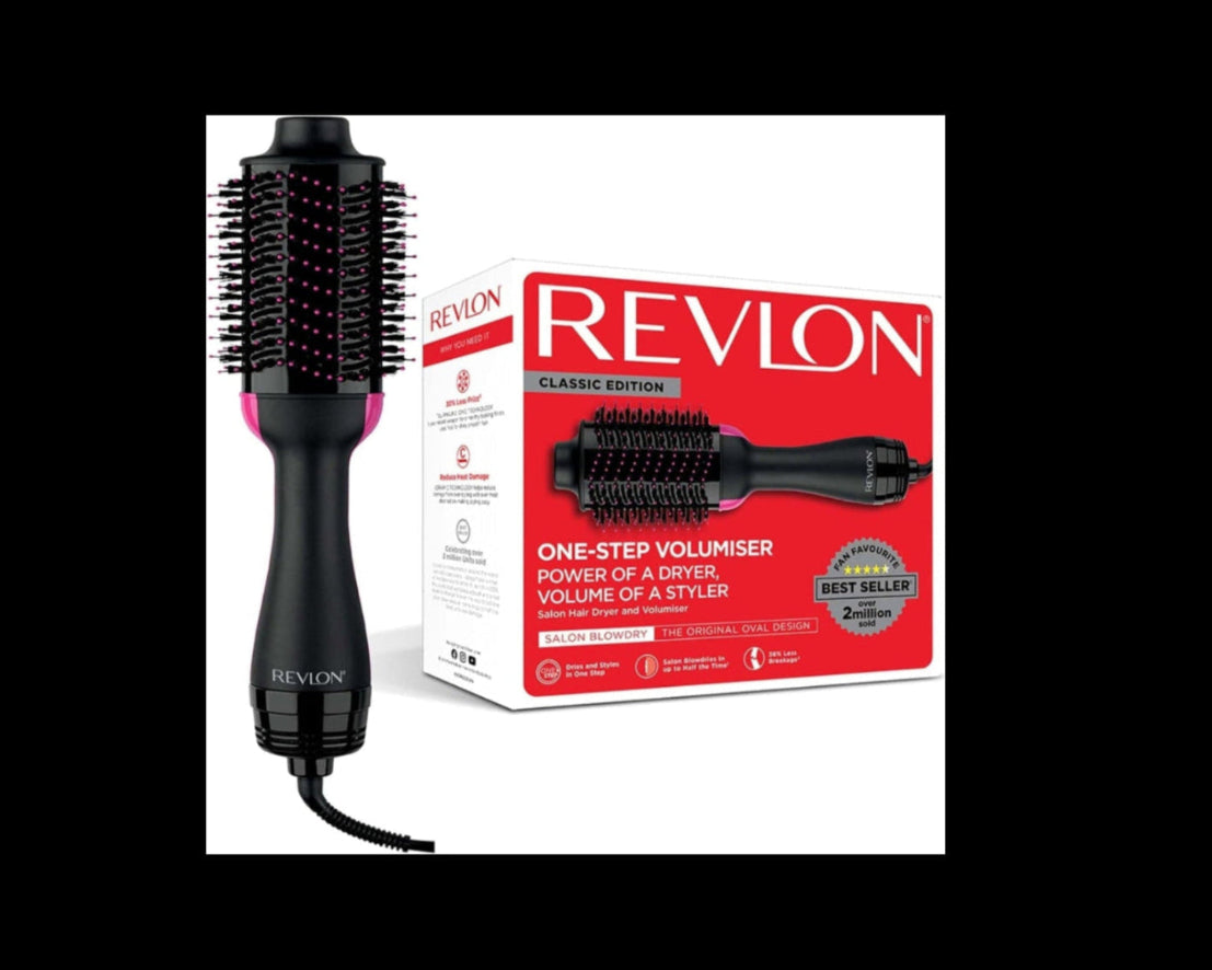 REVLON Salon One-Step - Secador Y Volumizador (3 Posiciones De Calor Y 2 Velocidades, Revesimiento Ceramico, Mango Ergonomico), Negro Y Rosa, Original