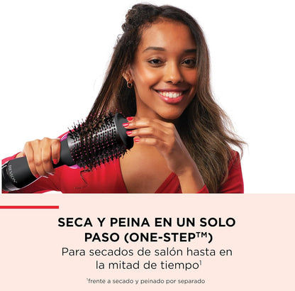 REVLON Salon One-Step - Secador Y Volumizador (3 Posiciones De Calor Y 2 Velocidades, Revesimiento Ceramico, Mango Ergonomico), Negro Y Rosa, Original